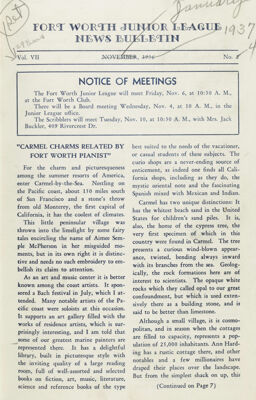 Notice of Meetings, November 1936