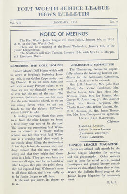Notice of Meetings, January 1937