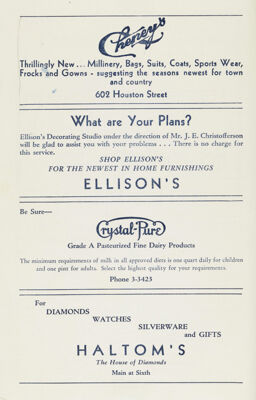 Ellison's Advertisement, January 1937