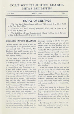 Notice of Meetings, April 1937