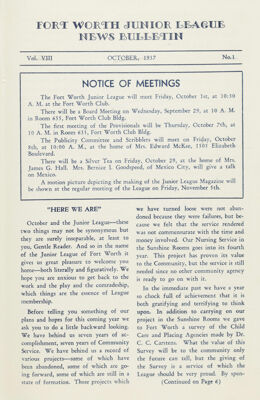 Notice of Meetings, October 1937