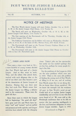 Notice of Meetings, October 1938