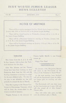 Notice of Meetings, January 1939