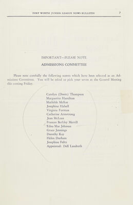 Admissions Committee