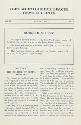 Notice of Meetings, March 1939