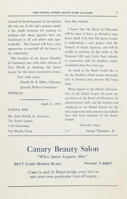 Canary Beauty Salon Advertisement, April 1939