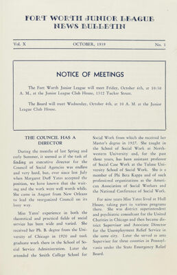 Notice of Meetings, October 1939