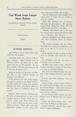 Fort Worth Junior League News Bulletin Published by the Fort Worth Junior League, October 1939