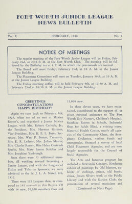 Notice of Meetings, February 1940