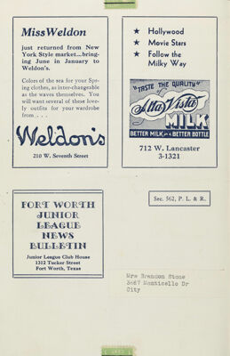 Alta Vista Milk Advertisement, February 1940