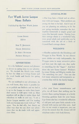 Fort Worth Junior League News Bulletin Published by the Fort Worth Junior League, March 1940