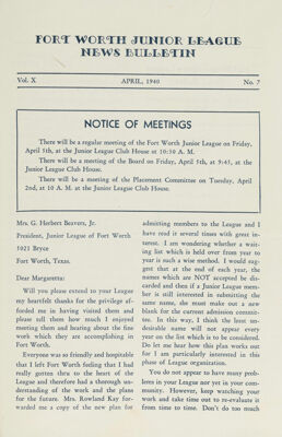 Notice of Meetings, April 1940
