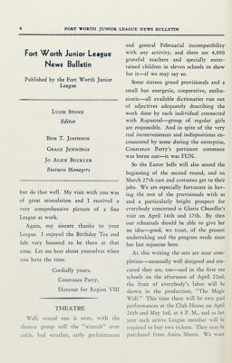 Fort Worth Junior League News Bulletin Published by the Fort Worth Junior League, April 1940