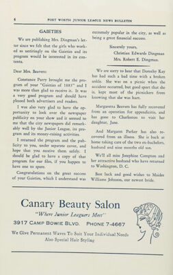 Canary Beauty Salon Advertisement, April 1940