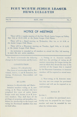 Notice of Meetings, May 1940