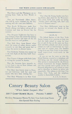 Canary Beauty Salon Advertisement, May 1940