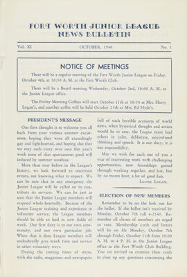 Notice of Meetings, October 1940