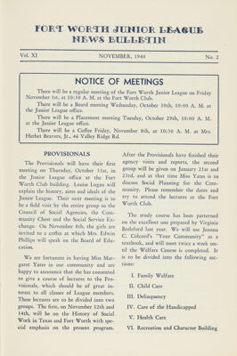 Notice of Meetings, November 1940