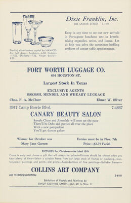 Canary Beauty Salon Advertisement, November 1940
