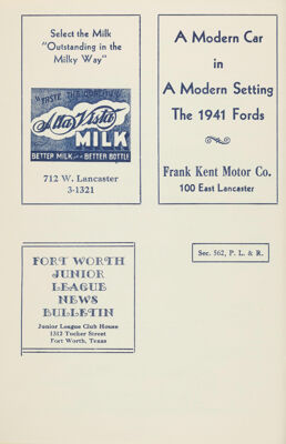 Alta Vista Milk Advertisement, November 1940