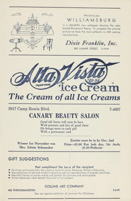 Alta Vista Milk Advertisement, December 1940