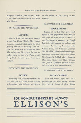 Ellison's Advertisement, January 1941