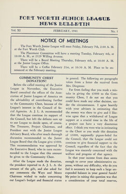 Notice of Meetings, February 1941