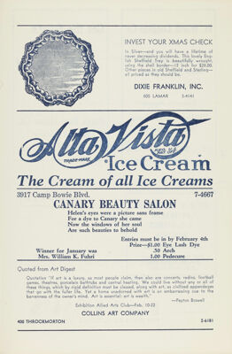 Canary Beauty Salon Advertisement, February 1941
