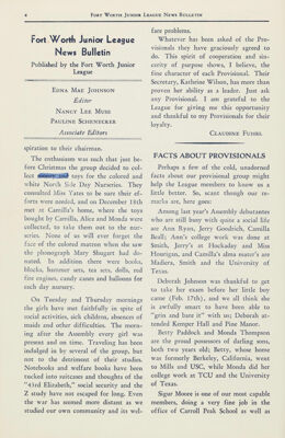 Fort Worth Junior League News Bulletin Published by the Fort Worth Junior League, March 1941