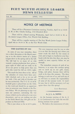 Notice of Meetings, April 1941