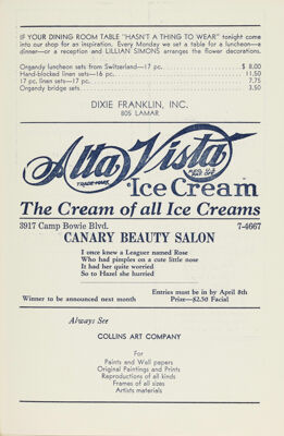 Alta Vista Milk Advertisement, April 1941