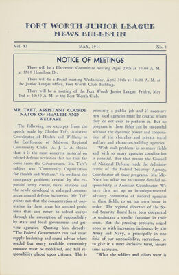 Notice of Meetings, May 1941