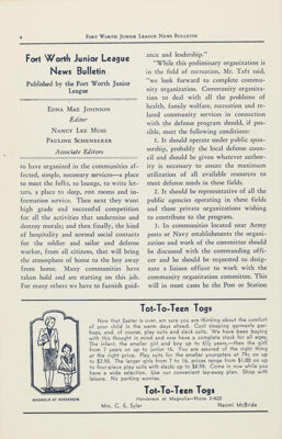 Fort Worth Junior League News Bulletin Published by the Fort Worth Junior League, May 1941