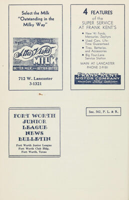 Alta Vista Milk Advertisement, May 1941