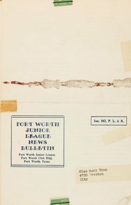 Fort Worth Junior League News Bulletin, Vol. XI, No. 9, June 1941 Back Cover