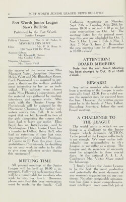 Fort Worth Junior League News Bulletin Published by the Fort Worth Junior League, October 1943