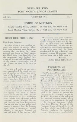Notice of Meetings, October 1943