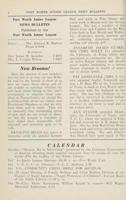 Fort Worth Junior League News Bulletin Published by the Fort Worth Junior League, October 1946
