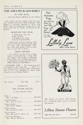 The Corral Published by the Junior League, October 1953