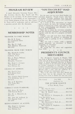 Membership Notes, October 1954