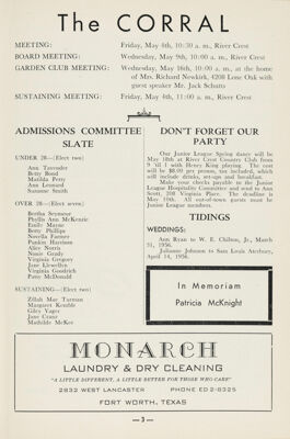 Notice of Meetings, May 1956