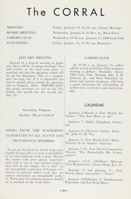Notice of Meetings, January 1958