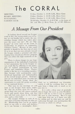 A Message From Our President, October 1958