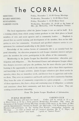 Notice of Meetings, November 1958
