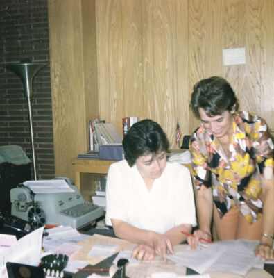 Jo Wiley and Joan Admire Working on The Corral Slide, March 1966