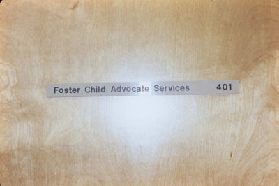 Foster Child Advocate Services Door Sign Slide 1, February 1985