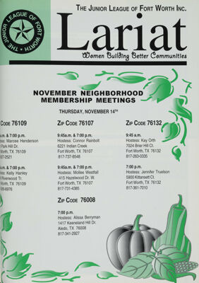 The Junior League of Fort Worth Lariat, Vol. 10, No. 3, November 2002