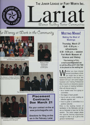 The Junior League of Fort Worth Lariat, Vol. 10, No. 6, March 2003