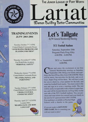 The Junior League of Fort Worth Lariat, Vol. 11, No. 1, September 2003