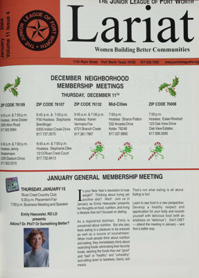 The Junior League of Fort Worth Lariat, Vol. 11, No. 4, December 2003/January 2004